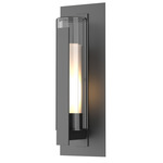 Vertical Bar Fluted Outdoor Wall Sconce - Marine Grade Black / Clear / Opal