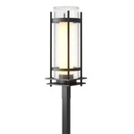 Torch Banded Outdoor Post Light - Marine Grade Black / Clear Seeded