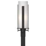 Forged Vertical Bars Outdoor Post Light - Marine Grade Black / Opal