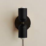 Up Down Plug-In Wall Sconce - Blackened Brass Canopy / Black Upper Shade