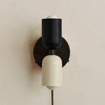 Up Down Plug-In Wall Sconce - Blackened Brass Canopy / Black Upper Shade
