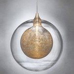 Shakuff Kadur Gold Drizzle Pendant - Floor Model - Polished Chrome / Clear / Gold