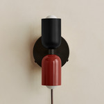 Up Down Plug-In Wall Sconce - Blackened Brass Canopy / Black Upper Shade