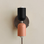 Up Down Plug-In Wall Sconce - Pewter Canopy / Black Upper Shade