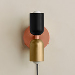 Up Down Plug-In Wall Sconce - Peach Canopy / Black Upper Shade