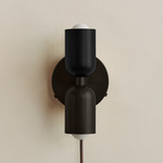 Up Down Plug-In Wall Sconce - Blackened Brass Canopy / Black Upper Shade