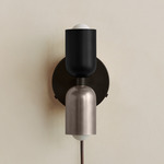 Up Down Plug-In Wall Sconce - Blackened Brass Canopy / Black Upper Shade