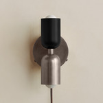 Up Down Plug-In Wall Sconce - Pewter Canopy / Black Upper Shade