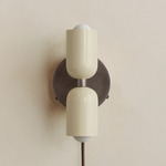 Up Down Plug-In Wall Sconce - Pewter Canopy / Bone Upper Shade