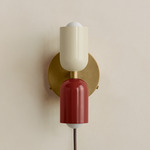 Up Down Plug-In Wall Sconce - Brass Canopy / Bone Upper Shade