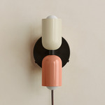 Up Down Plug-In Wall Sconce - Blackened Brass Canopy / Bone Upper Shade