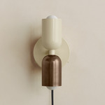 Up Down Plug-In Wall Sconce - Bone Canopy / Bone Upper Shade