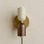 Up Down Plug-In Wall Sconce - Brass Canopy / Bone Upper Shade
