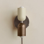 Up Down Plug-In Wall Sconce - Pewter Canopy / Bone Upper Shade