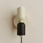 Up Down Plug-In Wall Sconce - Bone Canopy / Bone Upper Shade