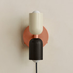 Up Down Plug-In Wall Sconce - Peach Canopy / Bone Upper Shade
