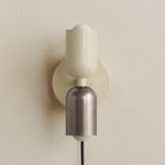 Up Down Plug-In Wall Sconce - Bone Canopy / Bone Upper Shade