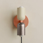 Up Down Plug-In Wall Sconce - Peach Canopy / Bone Upper Shade