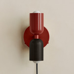 Up Down Plug-In Wall Sconce - Oxide Red Canopy / Oxide Red Upper Shade