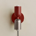 Up Down Plug-In Wall Sconce - Oxide Red Canopy / Oxide Red Upper Shade