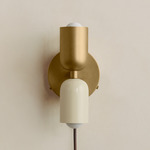 Up Down Plug-In Wall Sconce - Brass Canopy / Brass Upper Shade