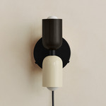 Up Down Plug-In Wall Sconce - Black Canopy / Blackened Brass Upper Shade