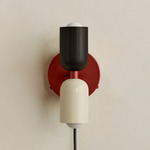 Up Down Plug-In Wall Sconce - Oxide Red Canopy / Blackened Brass Upper Shade