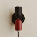 Up Down Plug-In Wall Sconce - Blackened Brass Canopy / Blackened Brass Upper Shade
