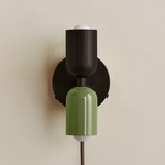 Up Down Plug-In Wall Sconce - Blackened Brass Canopy / Blackened Brass Upper Shade
