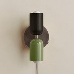 Up Down Plug-In Wall Sconce - Pewter Canopy / Blackened Brass Upper Shade
