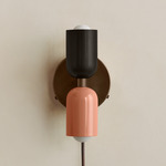 Up Down Plug-In Wall Sconce - Patina Brass Canopy / Blackened Brass Upper Shade