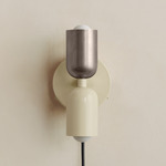 Up Down Plug-In Wall Sconce - Bone Canopy / Pewter Upper Shade