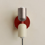 Up Down Plug-In Wall Sconce - Oxide Red Canopy / Pewter Upper Shade