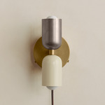 Up Down Plug-In Wall Sconce - Brass Canopy / Pewter Upper Shade