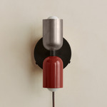 Up Down Plug-In Wall Sconce - Blackened Brass Canopy / Pewter Upper Shade