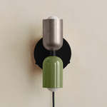 Up Down Plug-In Wall Sconce - Black Canopy / Pewter Upper Shade