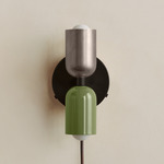 Up Down Plug-In Wall Sconce - Blackened Brass Canopy / Pewter Upper Shade