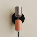Up Down Plug-In Wall Sconce - Black Canopy / Pewter Upper Shade