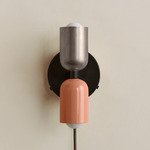 Up Down Plug-In Wall Sconce - Blackened Brass Canopy / Pewter Upper Shade