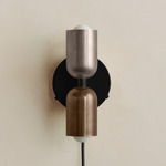Up Down Plug-In Wall Sconce - Black Canopy / Pewter Upper Shade