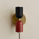 Up Down Plug-In Wall Sconce - Brass Canopy / Black Upper Shade