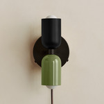 Up Down Plug-In Wall Sconce - Blackened Brass Canopy / Black Upper Shade