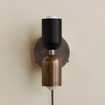 Up Down Plug-In Wall Sconce - Pewter Canopy / Black Upper Shade