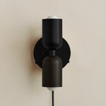 Up Down Plug-In Wall Sconce - Black Canopy / Black Upper Shade