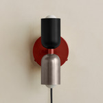 Up Down Plug-In Wall Sconce - Oxide Red Canopy / Black Upper Shade