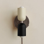 Up Down Plug-In Wall Sconce - Pewter Canopy / Bone Upper Shade