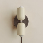 Up Down Plug-In Wall Sconce - Pewter Canopy / Bone Upper Shade