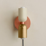 Up Down Plug-In Wall Sconce - Peach Canopy / Bone Upper Shade