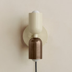 Up Down Plug-In Wall Sconce - Bone Canopy / Bone Upper Shade