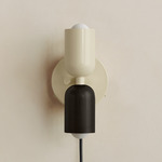 Up Down Plug-In Wall Sconce - Bone Canopy / Bone Upper Shade